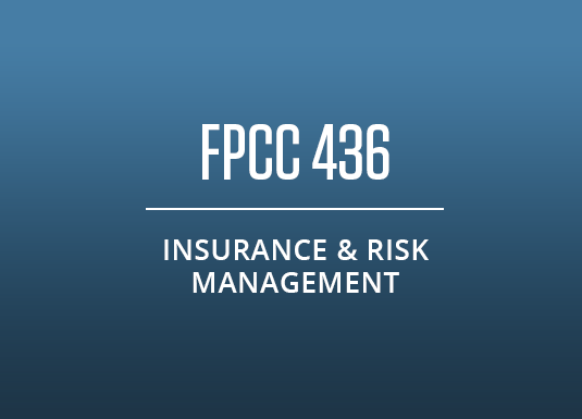FPCC 436 - Insurance and Risk Management logo (white text on blue background)